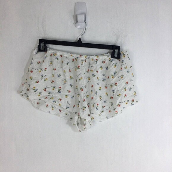 Free People Up Late Yellow Crop Top & Ivory Floral Shorts Pajama Set Size Large - Picture 2 of 11